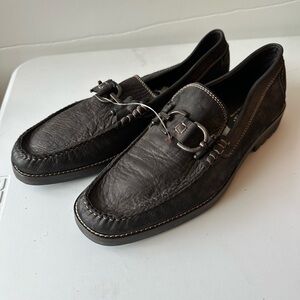 Donald Pliner Dooley4141 men’s Lug Sole tan Stitching Horsebit Loafers